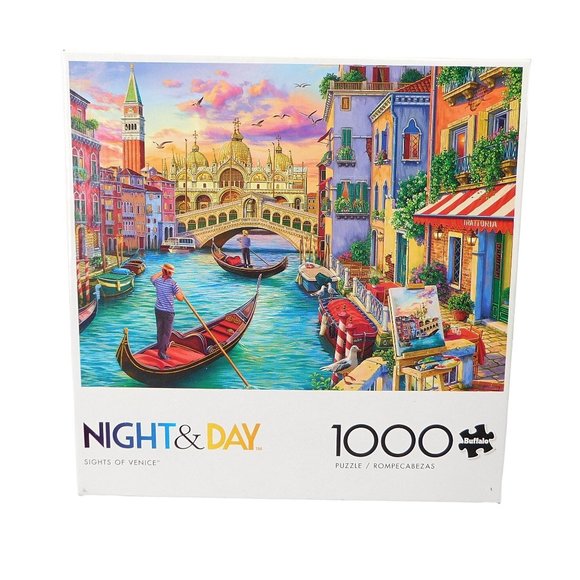 Buffalo SIGHTS OF VENICE Jigsaw Puzzle 1000 Pieces w Poster Night & Day COMPLETE - Picture 1 of 10